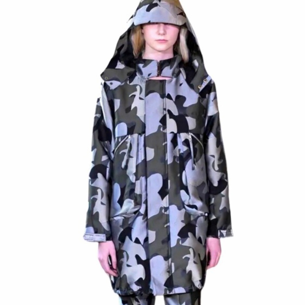 Whistles Camouflage Jacquard Hooded Jacket Size M